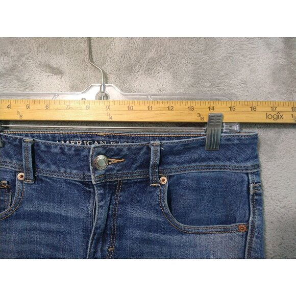 American Eagle Jeans Womens 6 Blue Denim Kick Boot Distressed Medium Wash - Picture 3 of 9